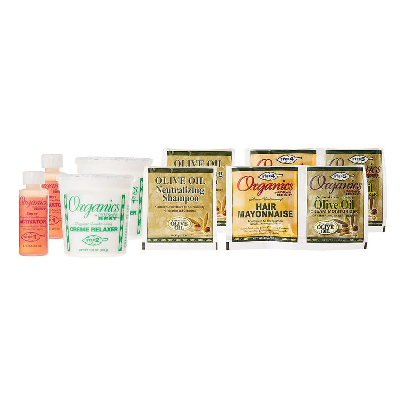 Organic Olive Oil, Crema Alisador Para Pelo Super Kit Doble.