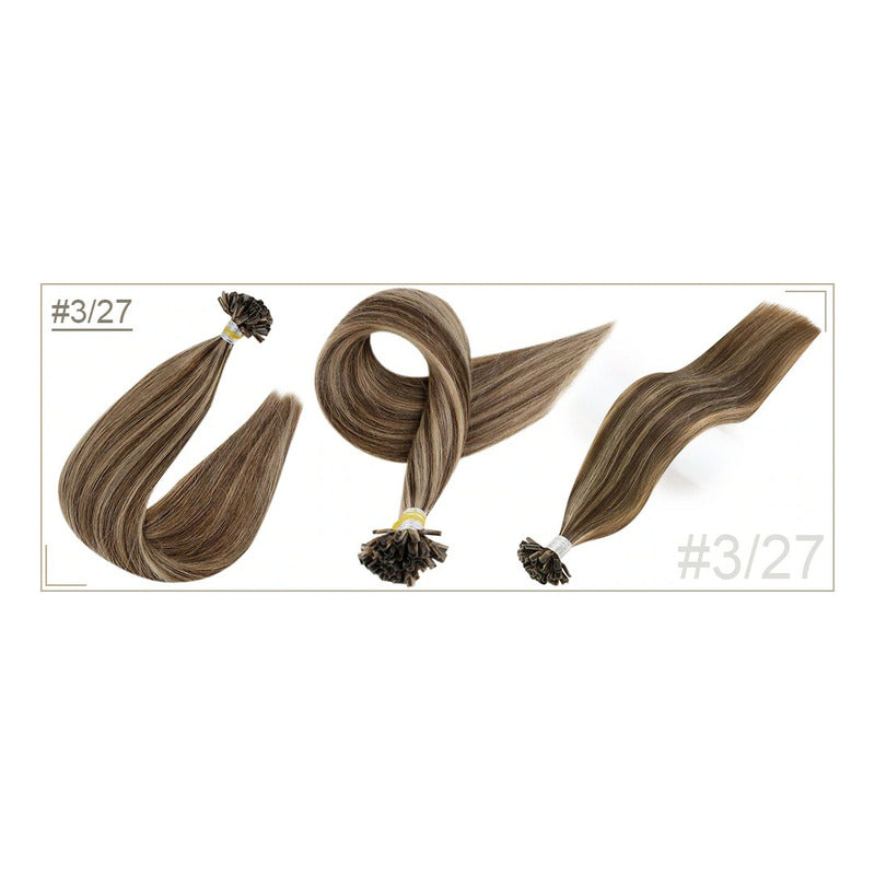 Fusión Cabello Natural 100% Humano, 25 U-tip De Queratina