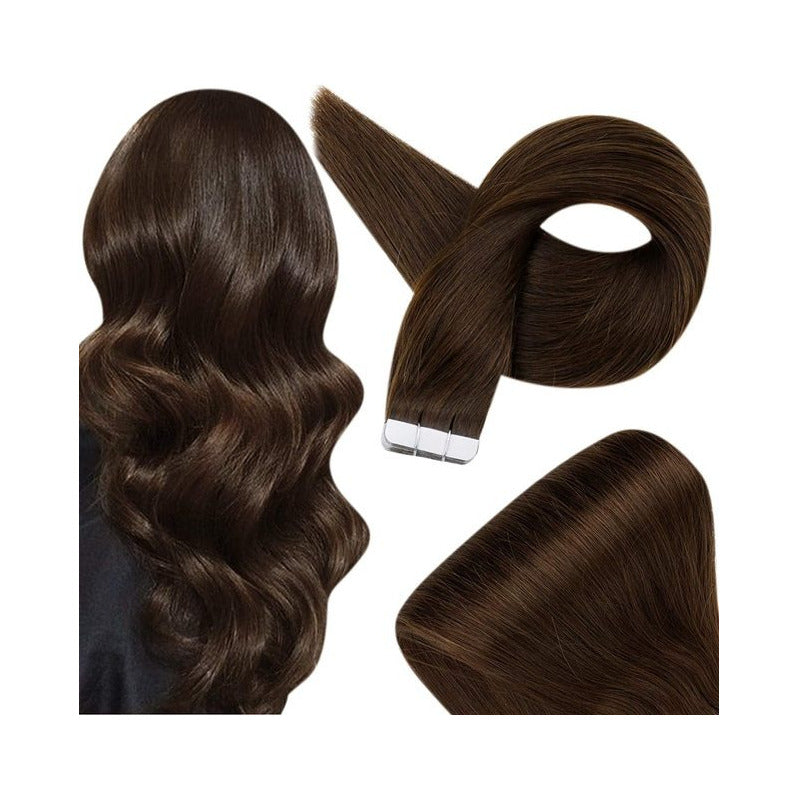 Cabello Natural 100% Humano 50cm Cintas Adhesivas, 10uds.