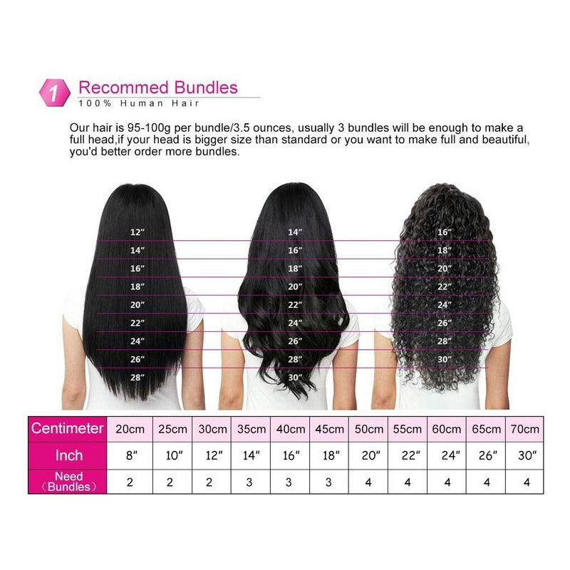 Extensión De Cabello Natural 100% Humano 24 Pulgadas 60cm