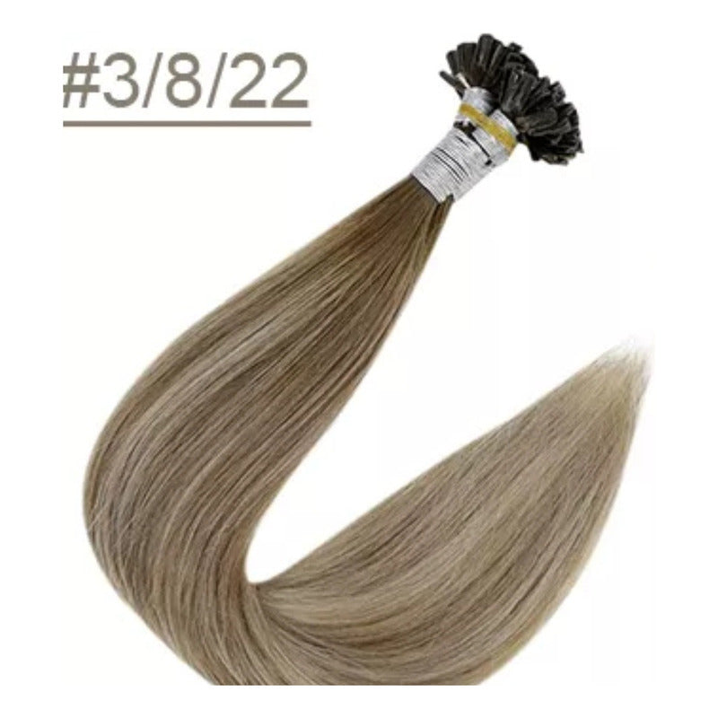 Fusión Cabello Natural 100% Humano, 25 U-tip De Queratina