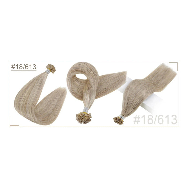 Fusión Cabello Natural 100% Humano, 25 U-tip De Queratina