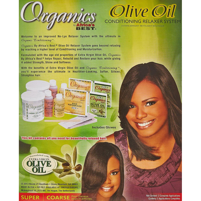 Organic Olive Oil, Crema Alisador Para Pelo Super Kit Doble.