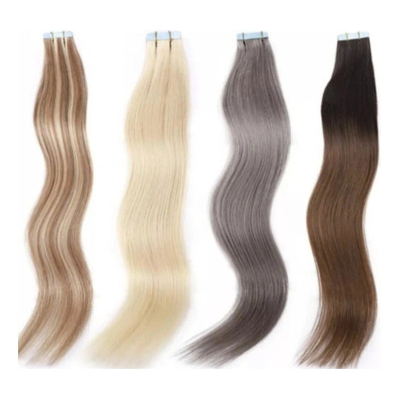 Cabello Natural 100% Humano 60cm Cintas Adhesivas, 20uds.
